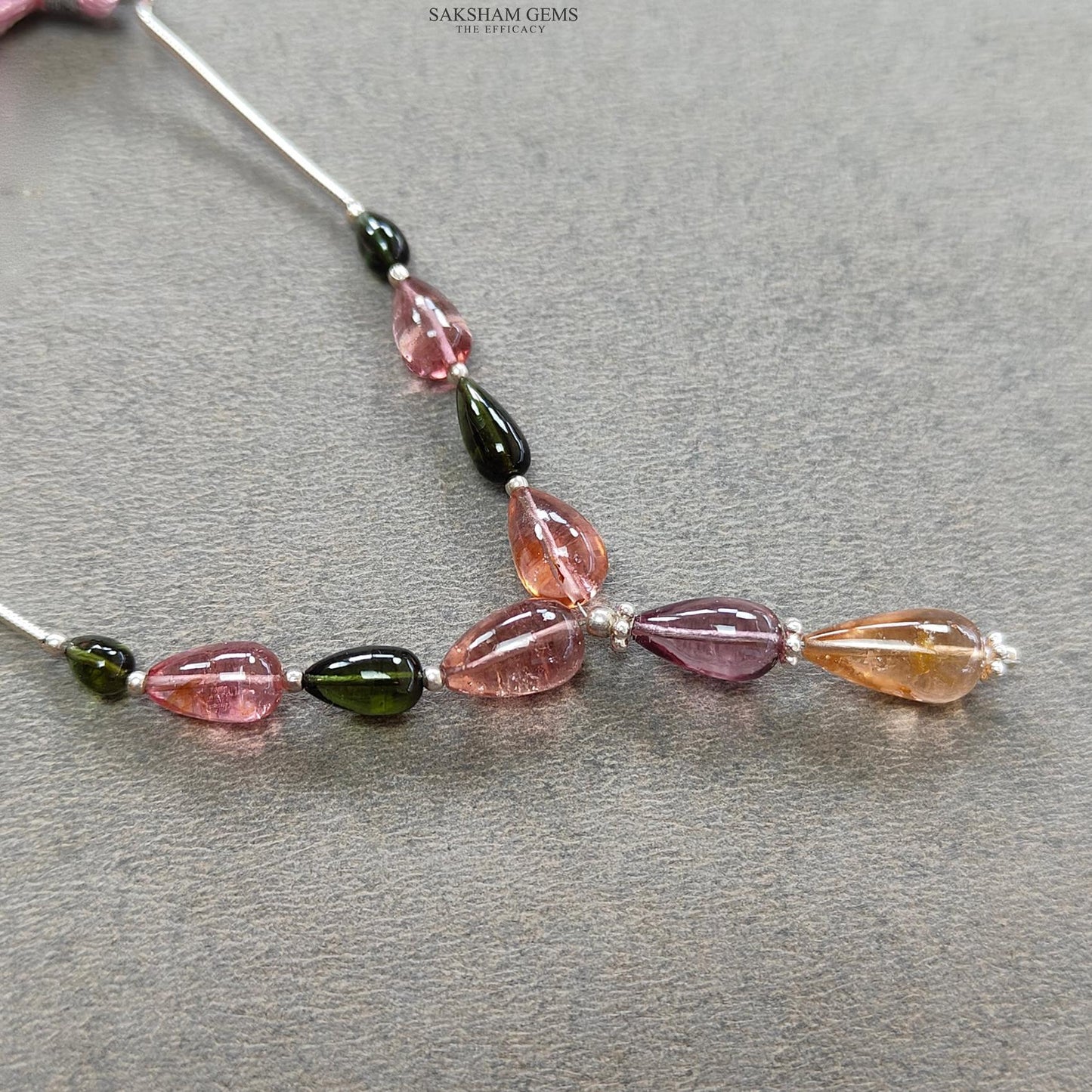 Watermelon Tourmaline Gemstone Loose Beads : 21.15cts Natural Multi Color Tourmaline Plain Teardrops Nuggets 5mm - 12mm