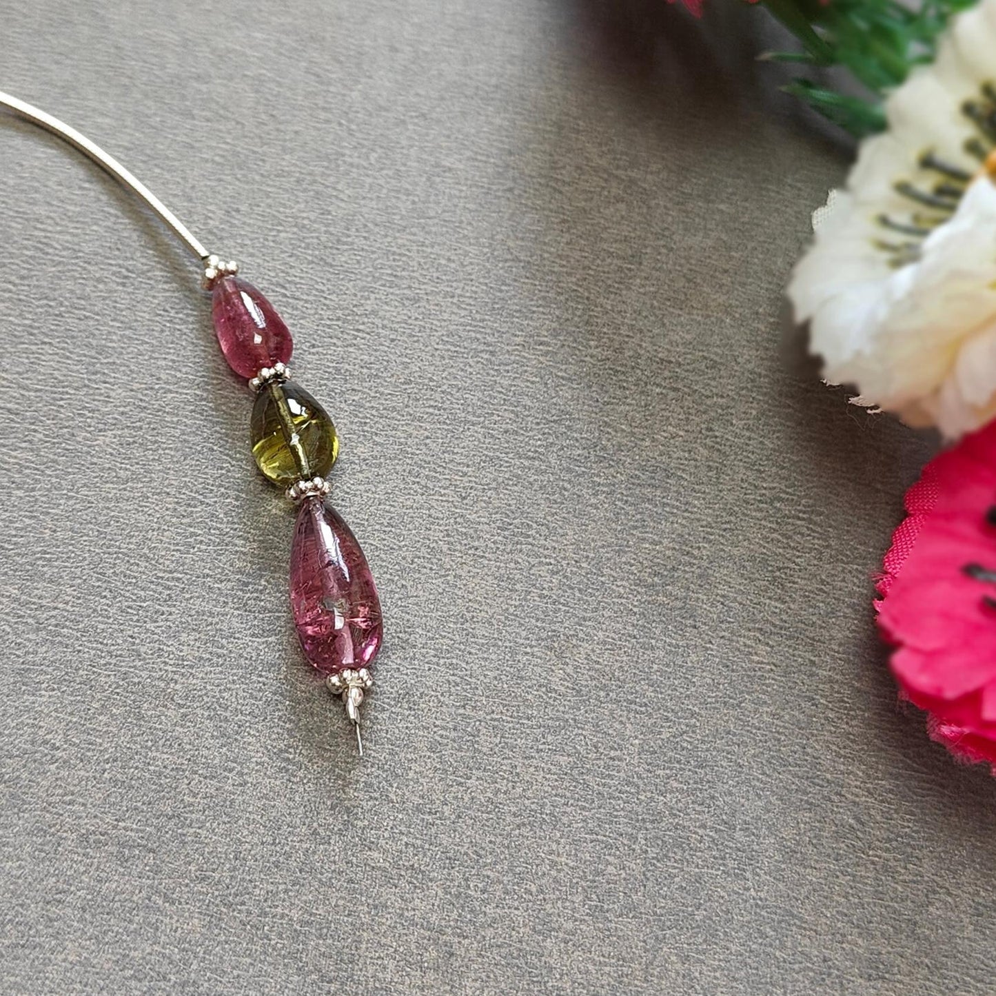 Watermelon Tourmaline Gemstone Loose Beads : 14.00cts Natural Multi Color Tourmaline Plain Teardrops Nuggets 9mm - 15mm