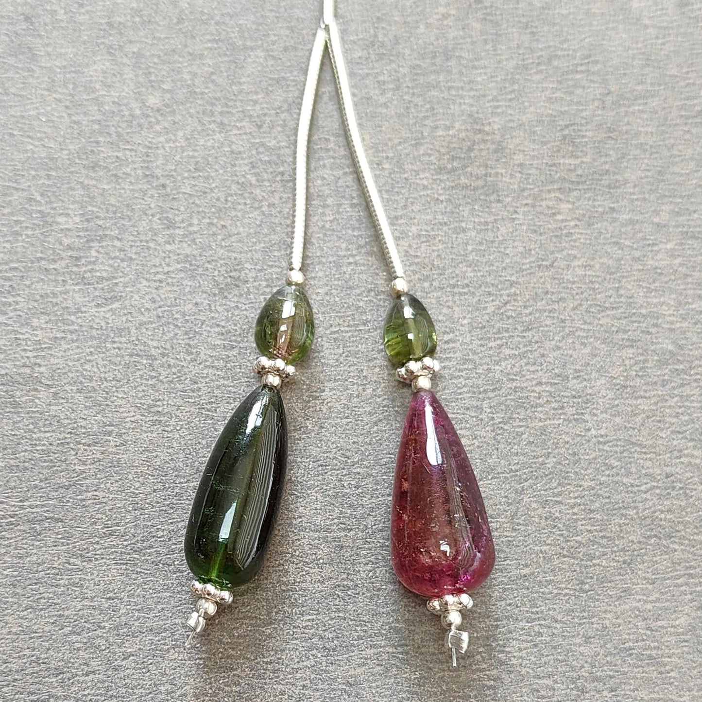 Watermelon Tourmaline Gemstone Loose Beads : 20.00cts Natural Multi Color Tourmaline Plain Teardrops Nuggets 7mm - 17mm