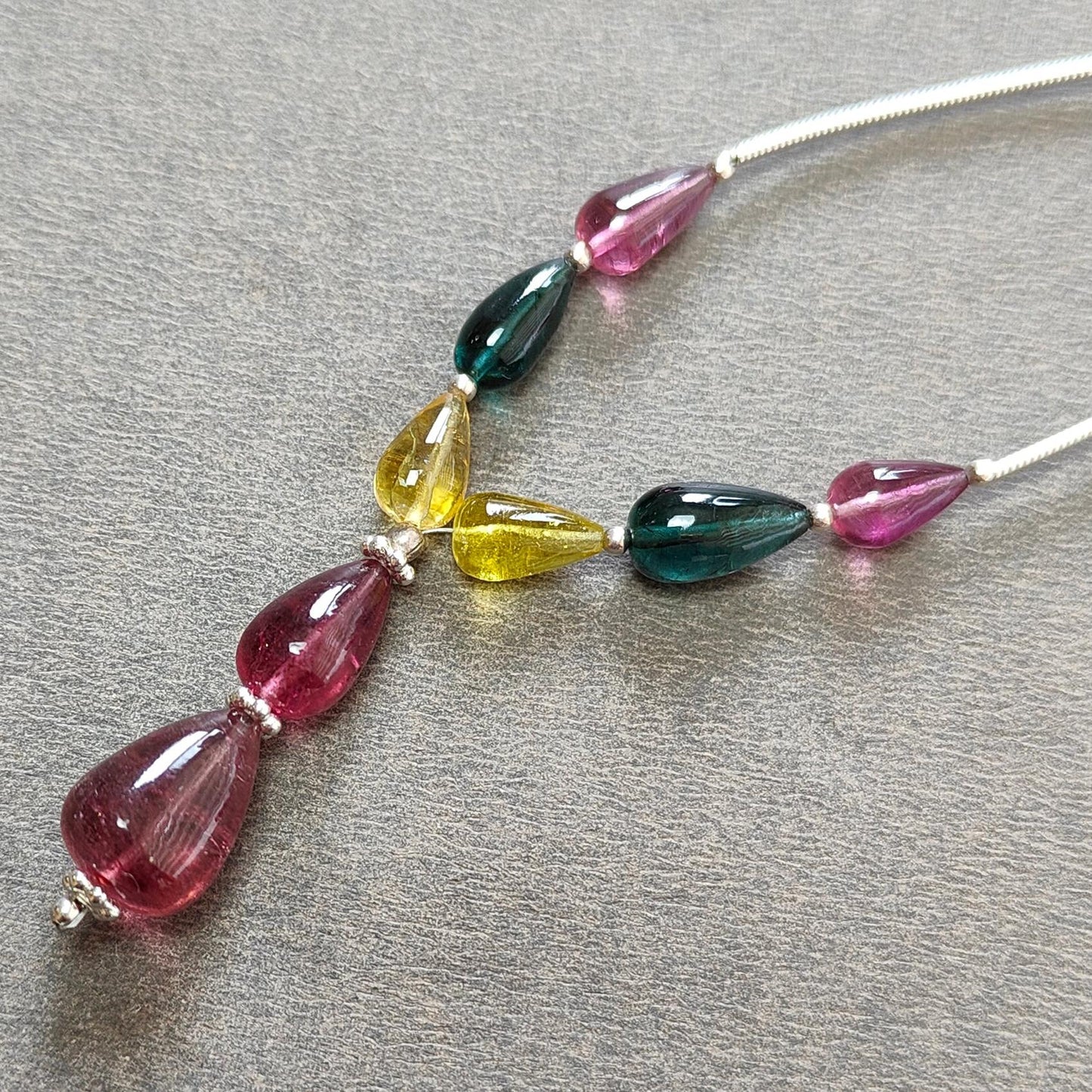 Watermelon Tourmaline Gemstone Loose Beads : 23.00cts Natural Multi Color Tourmaline Plain Teardrops Nuggets 8mm - 12mm