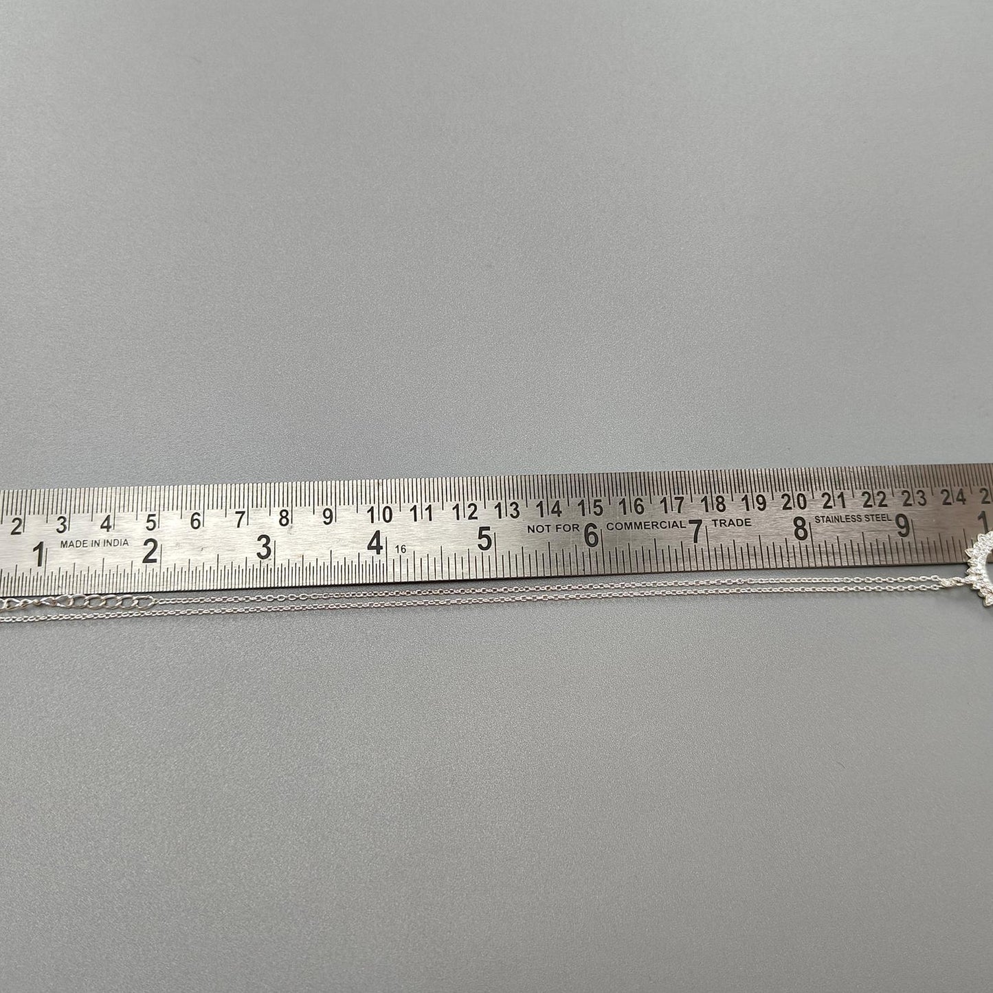 925 Sterling Silver AD Chain Necklace : 6.20gms (Apx) Natural Untreated 925 Sterling Sliver With American Diamond Round Necklace 20" (Apx)