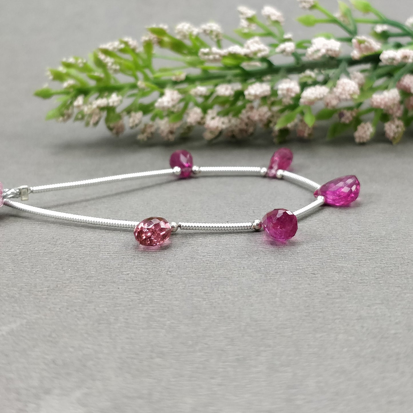 PINK TOURMALINE Gemstone Checker Cut Loose Beads: 7.75cts Natural Untreated Pink Tourmaline Tear Drops 8*5mm - 8.5*8mm