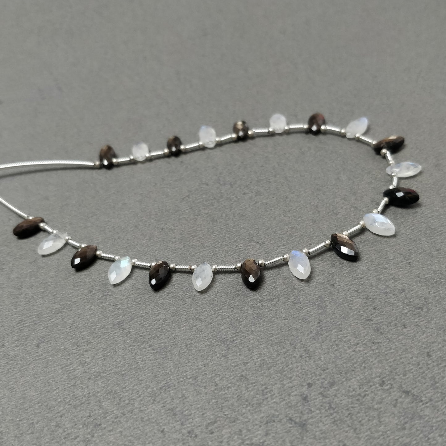 Chocolate Sapphire & Moonstone Gemstone Checker Cut : 21.00cts(Approx) Natural Untreated Marquise Faceted Loose Beads 8*4mm For Bracelet