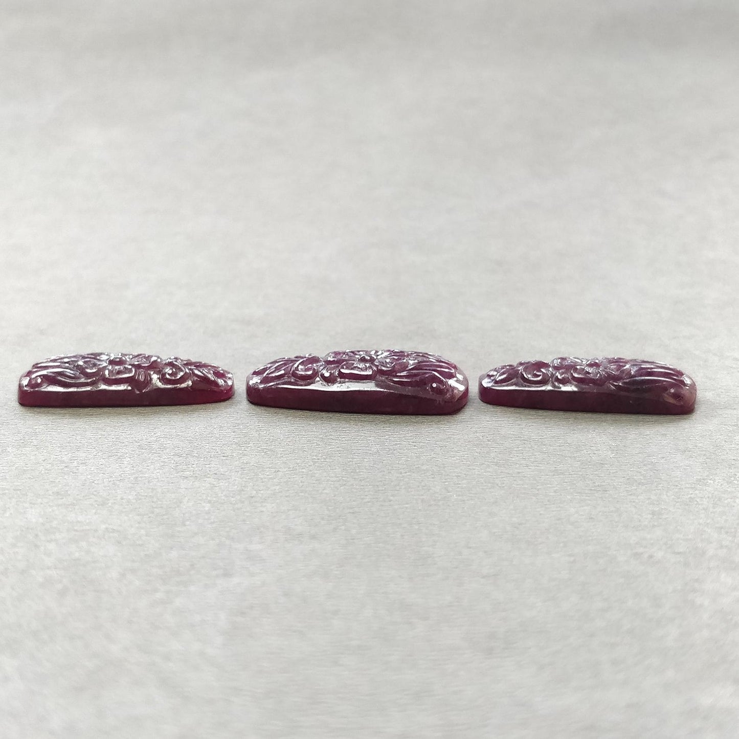 RUBY Gemstone Carving : 57.00cts Natural Untreated Unheated Red Ruby Hand Carved Uneven Shape 26*11mm - 28*15mm 3pcs