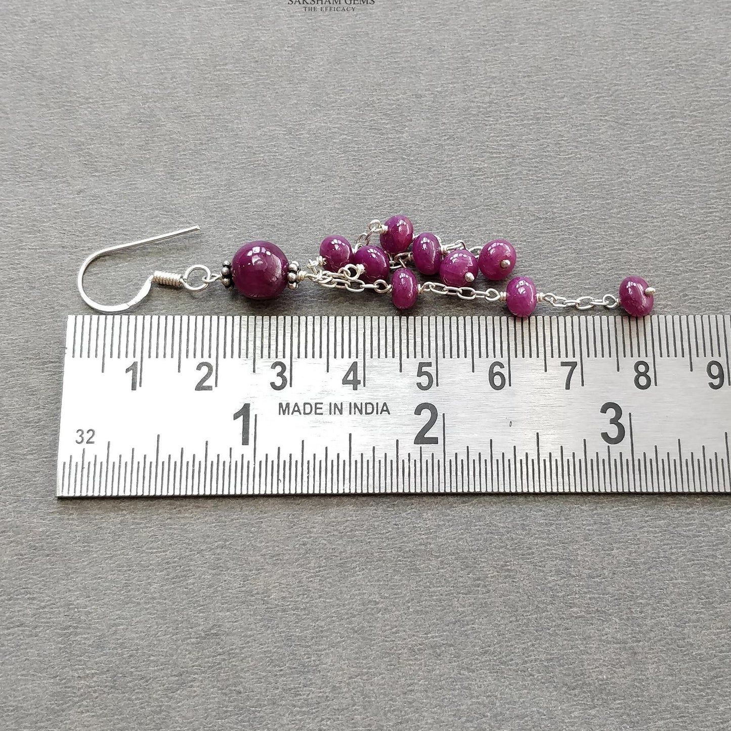Beads Earring Ruby Beads Gemstone 925 Sterling Silver: 9.00gms Natural Untreated Long Drop Dangle Ear Wire Hook Earrings 3"