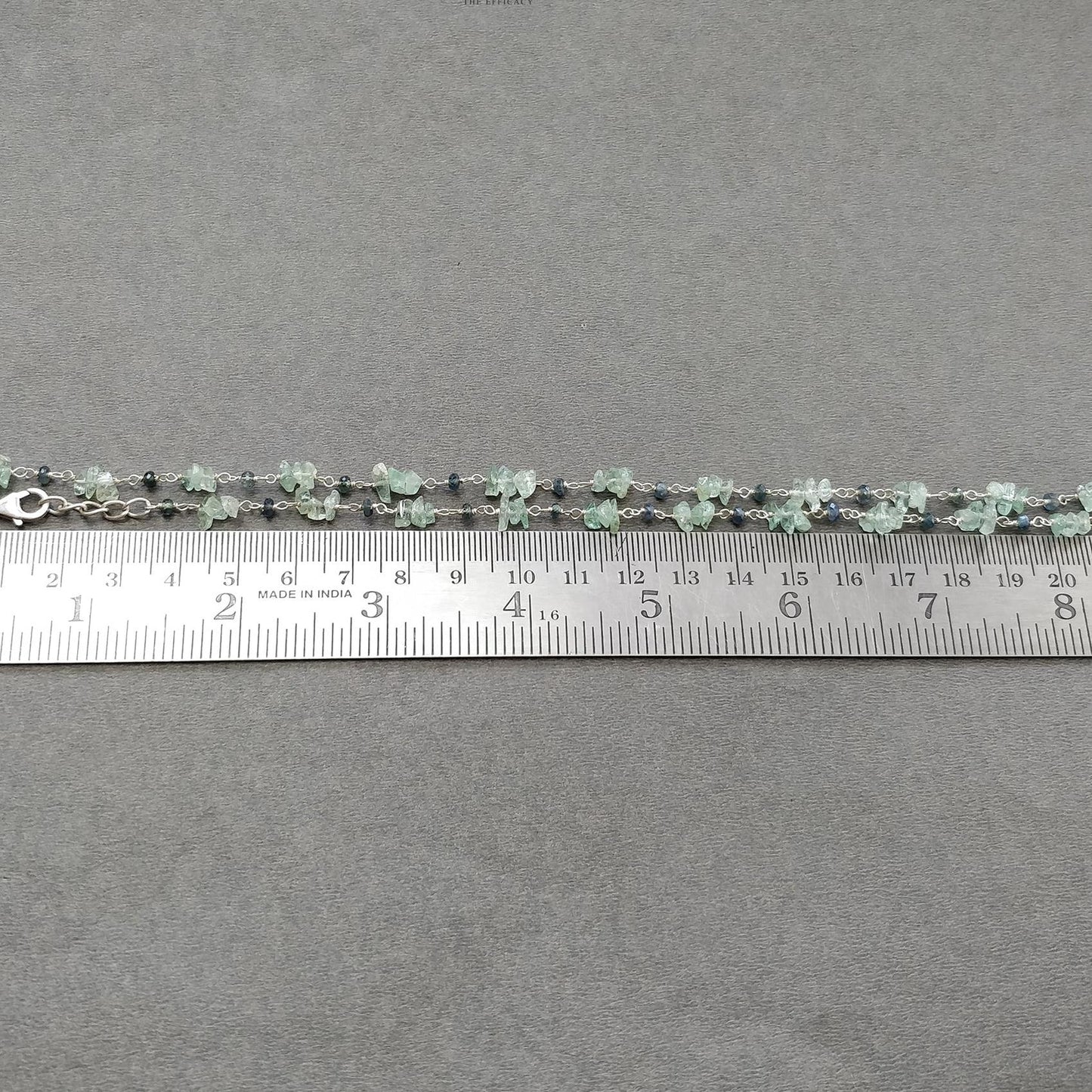 925 Sterling Silver Green Emerald And Blue Sapphire Gemstones Chain NECKLACE 8.00gms Natural Uncut Beads Necklace 17"