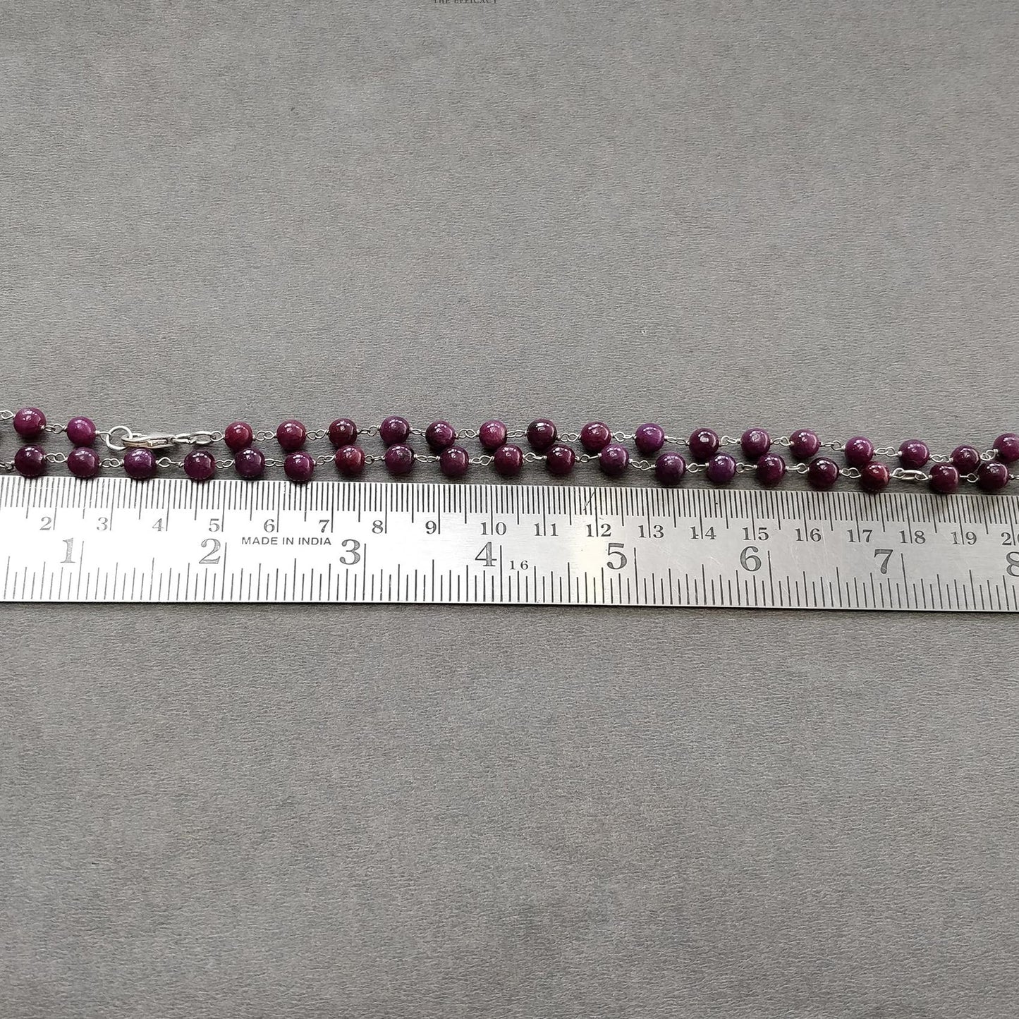 RUBY Gemstone With 925 Sterling Silver Beaded NECKLACE : 17.76gms Natural Untreated Plain Round Shape Beaded Necklace 17"