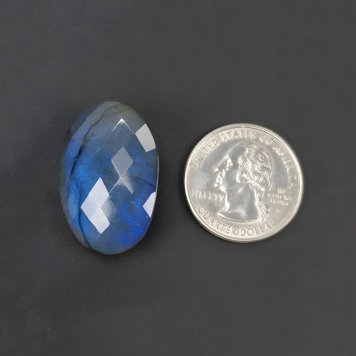 43.10cts Labradorite Gemstone Checker Cut Natural Untreated Oval Shape