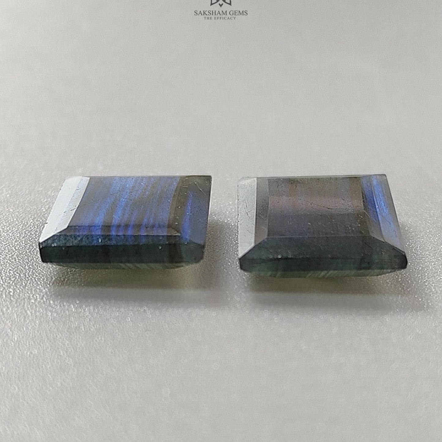 Labradorite Cabochon Fancy Cut: 17.70cts Natural Untreated Unheated Blue Labradorite Baguette Shape 19*13mm Pair For Jewelry