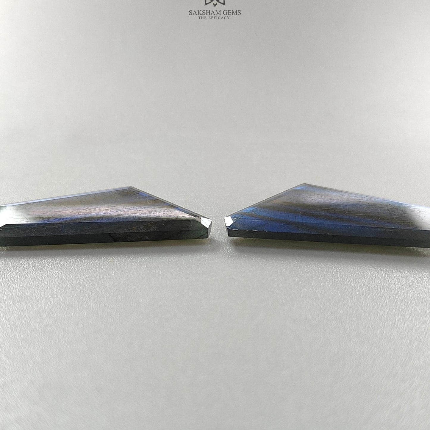 Labradorite Cabochon Fancy Cut: 36.80cts Natural Untreated Unheated Blue Labradorite Uneven Shape 18*36mm Pair For Jewelry