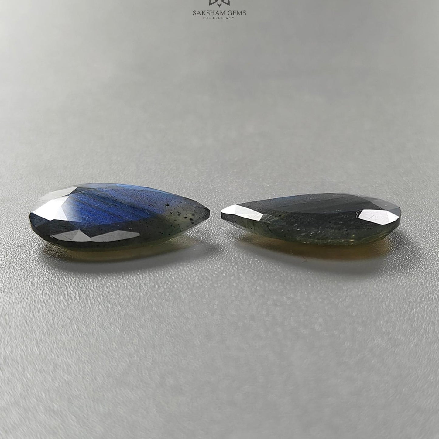 Labradorite Cabochon Fancy Cut: 14.10cts Natural Untreated Unheated Blue Labradorite Pear Shape 20*12mm Pair For Jewelry