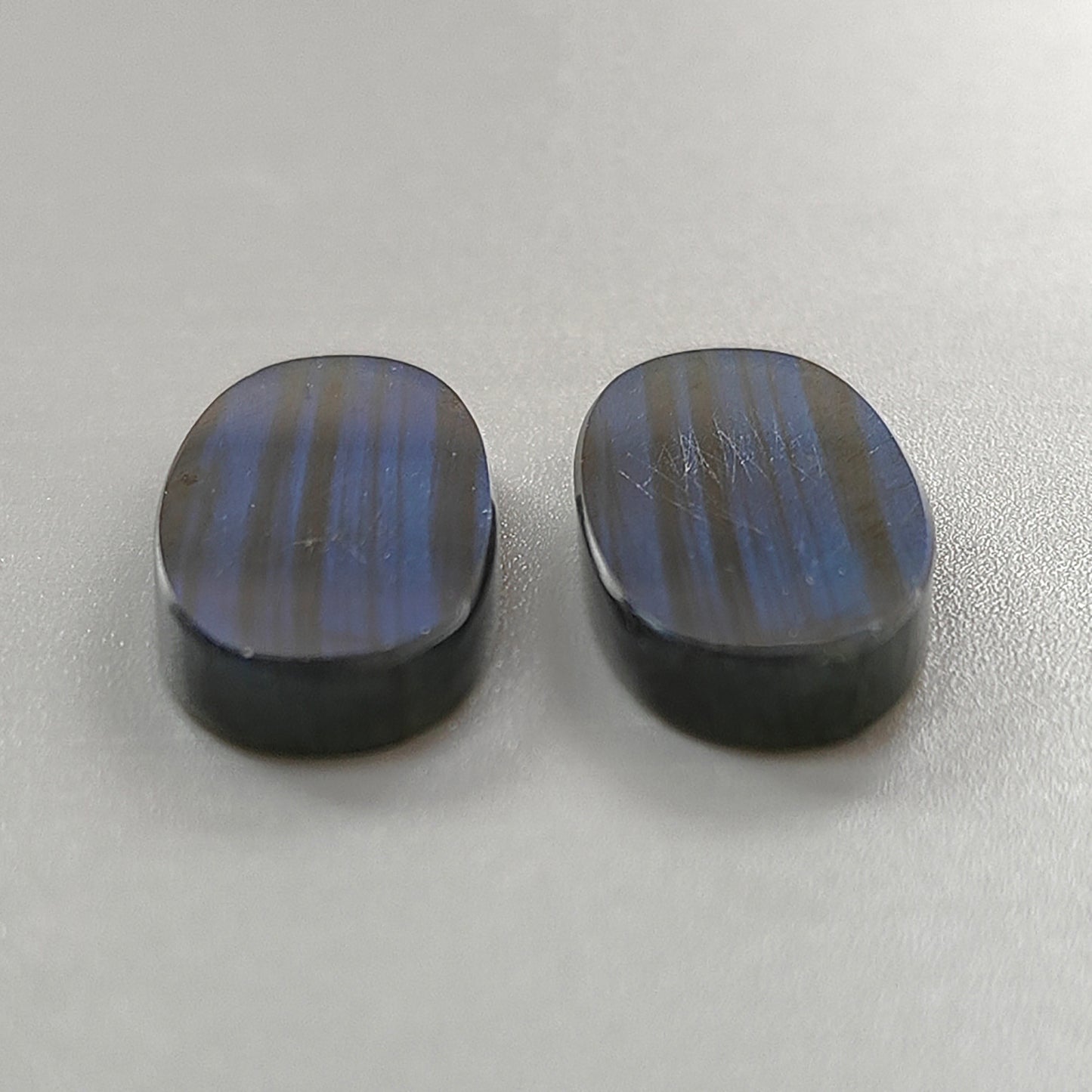 41.40cts Natural Labradorite Gemstone Flat Slices Bi-Color Oval Shape Pair