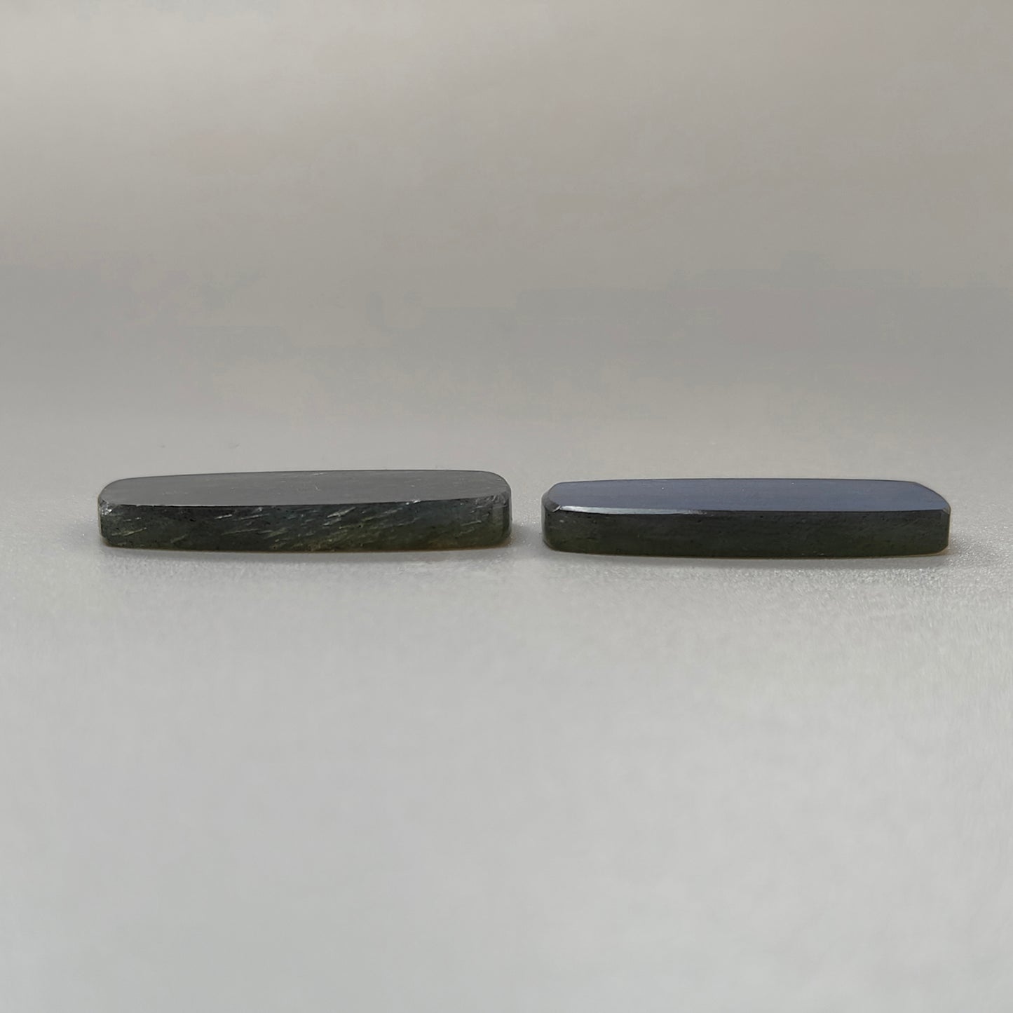 36.70cts Natural Labradorite Gemstone Flat Slices Bi-Color Baguette Shape Pair