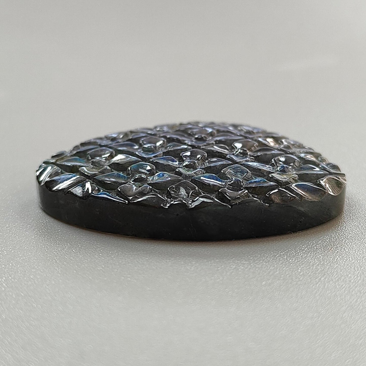 Blue Labradorite Gemstone Carving: 85.10cts Natural Untreated Unheated Labradorite Hand Carved Heart Shape 42*40.5mm 1pc For Jewelry