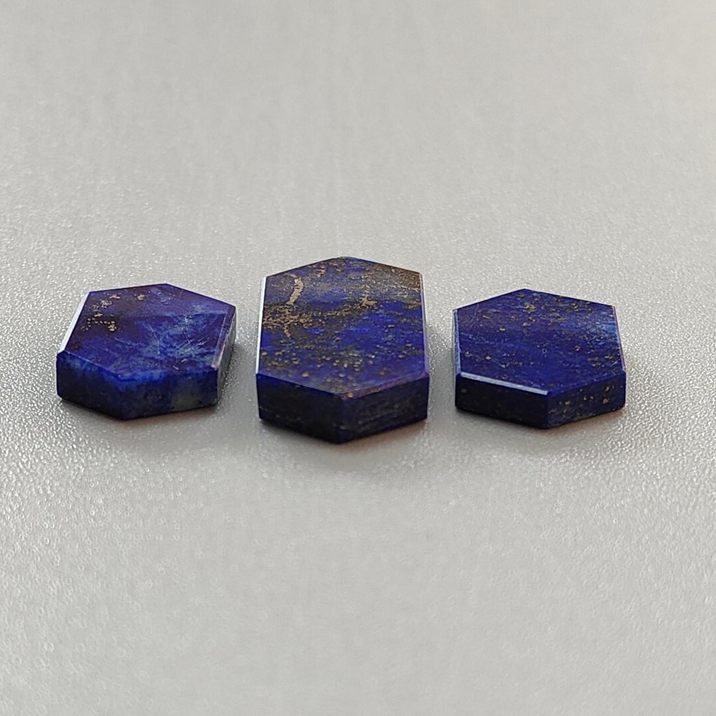 Lapis Lazuli Gemstone Flat Slices: Natural Untreated Blue Lapis Lazuli Hexagon Shape 2pcs, 3pcs Set for Jewelry September Birthstone