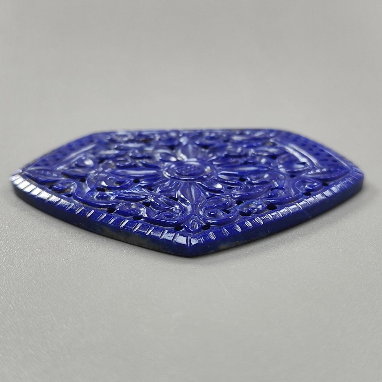 98.60cts Untreated Lapis Lazuli Hand Carved Fancy Shape 51*63mm