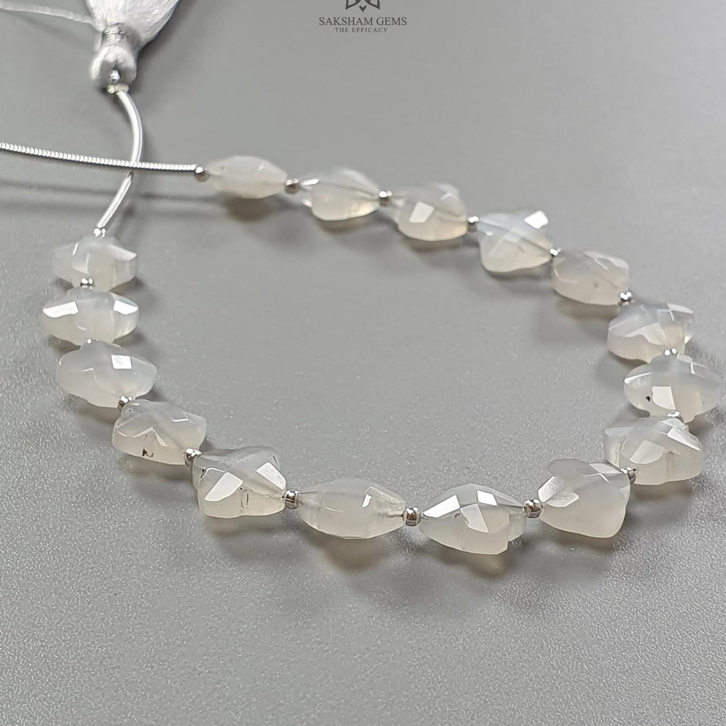 White Moonstone Faceted Loose Beads: 36.60cts Natural Moonstone Gemstone Fancy Both Side Checker Cut Beads For Jewelry 8mm 6.70"