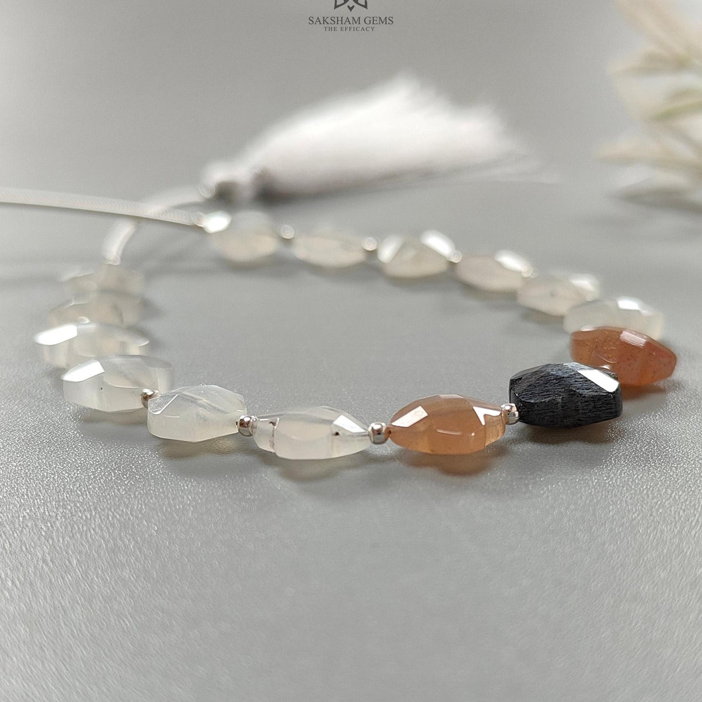 Multi Color Moonstone Faceted Loose Beads: 31.90cts Natural Moonstone Gemstone Fancy Both Side Checker Cut Beads For Jewelry 8mm - 9mm 6.30"