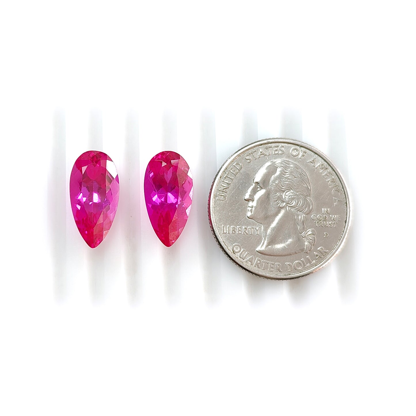 14.20cts Synthetic Manmade Pink Sapphire Gemstone Faceted Cut Pear Shape Pair