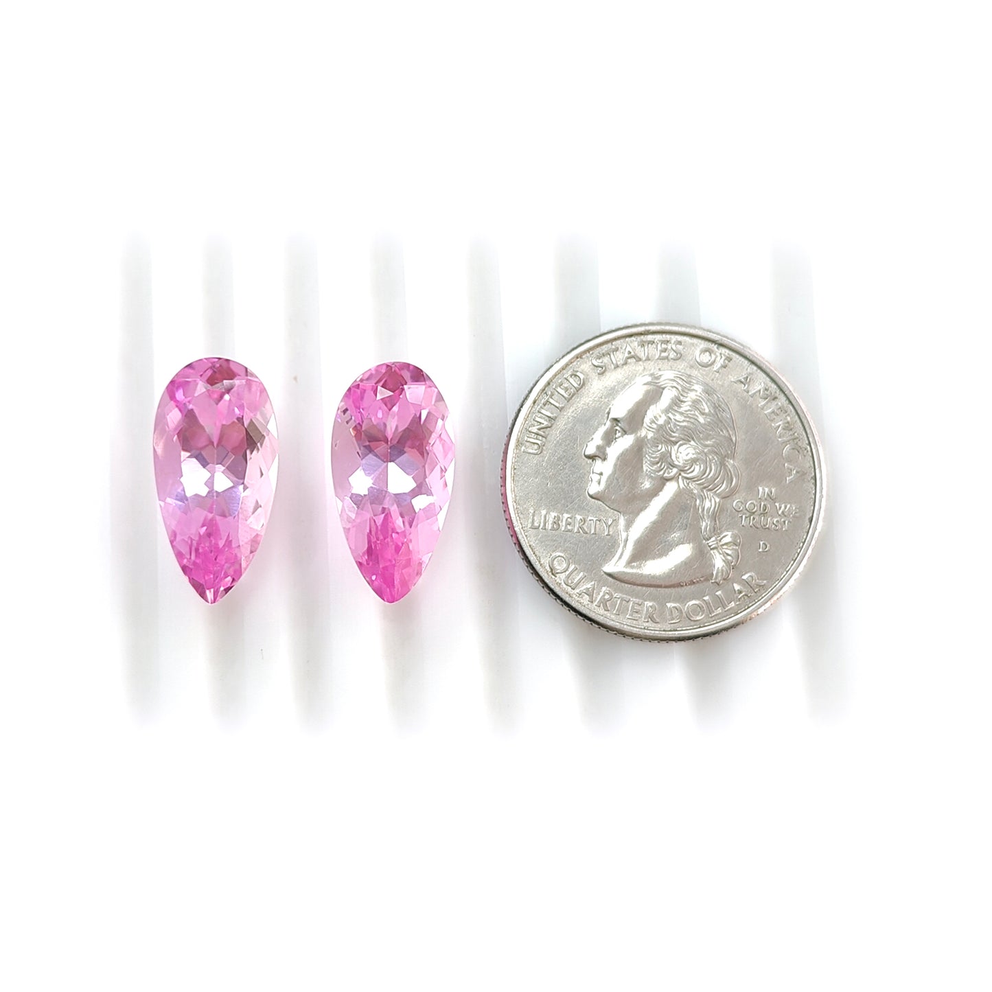 19.40cts Synthetic Manmade Morganite Gemstone Faceted Cut Pear Shape Pair