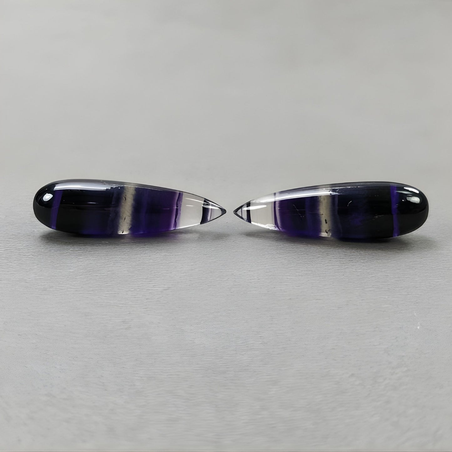 61.75cts Bi-Color Fluorite Gemstone Natural Untreated Cabochon Tear Drop Shape 2pcs