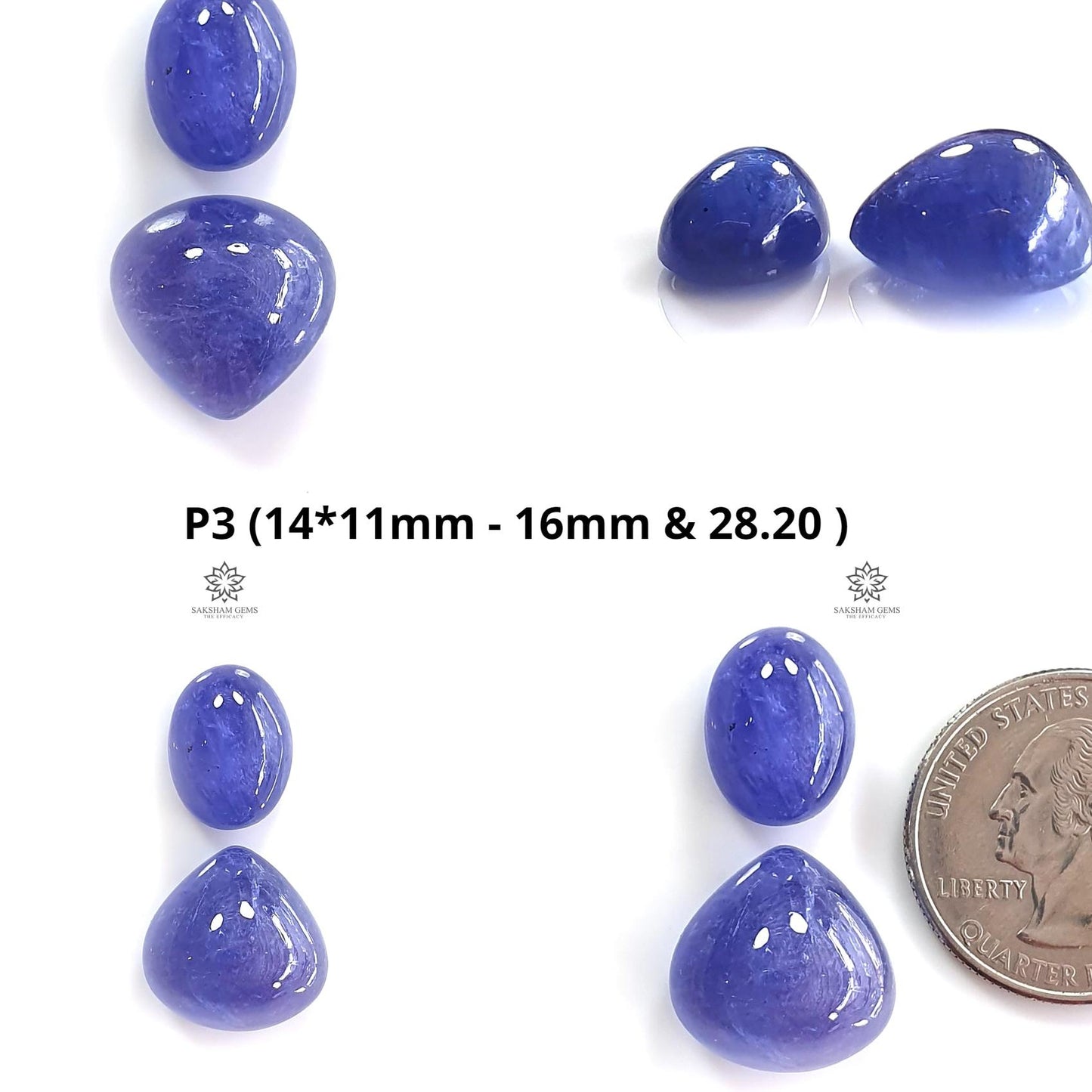 Tanzanite Pear Heart Cabochon : Natural Blue Tanzanite Gemstone Pear Shape