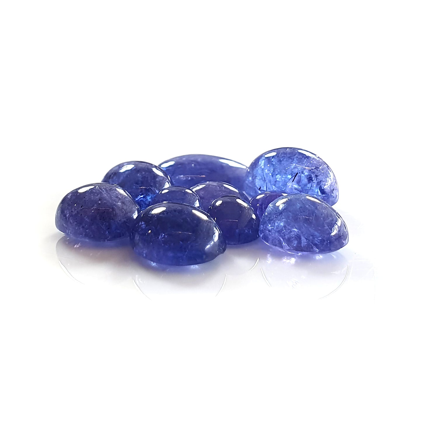 61.60cts Blue Tanzanite Gemstone Natural Untreated Cabochon Oval Shape 10pcs Lot