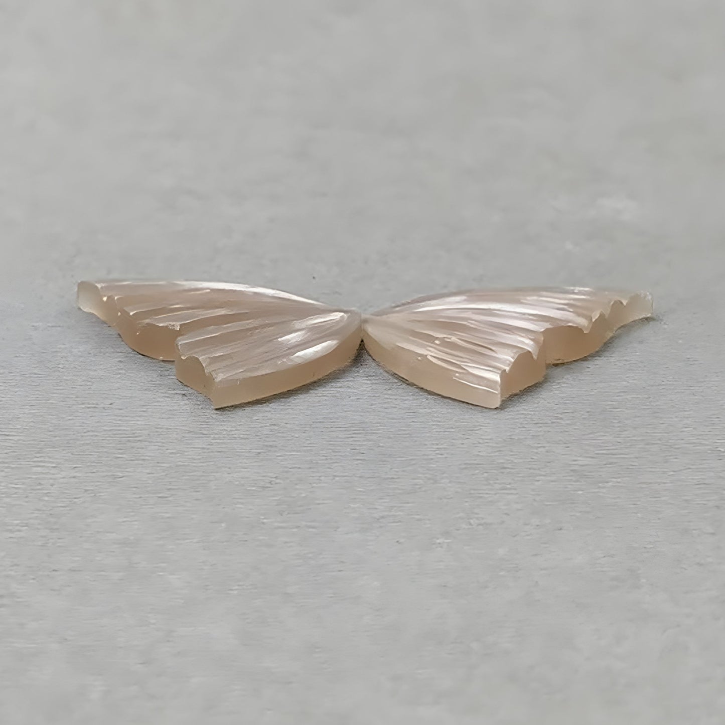 20.70cts Natural Untreated Peach Moonstone Gemstone Carving Butterfly Pair