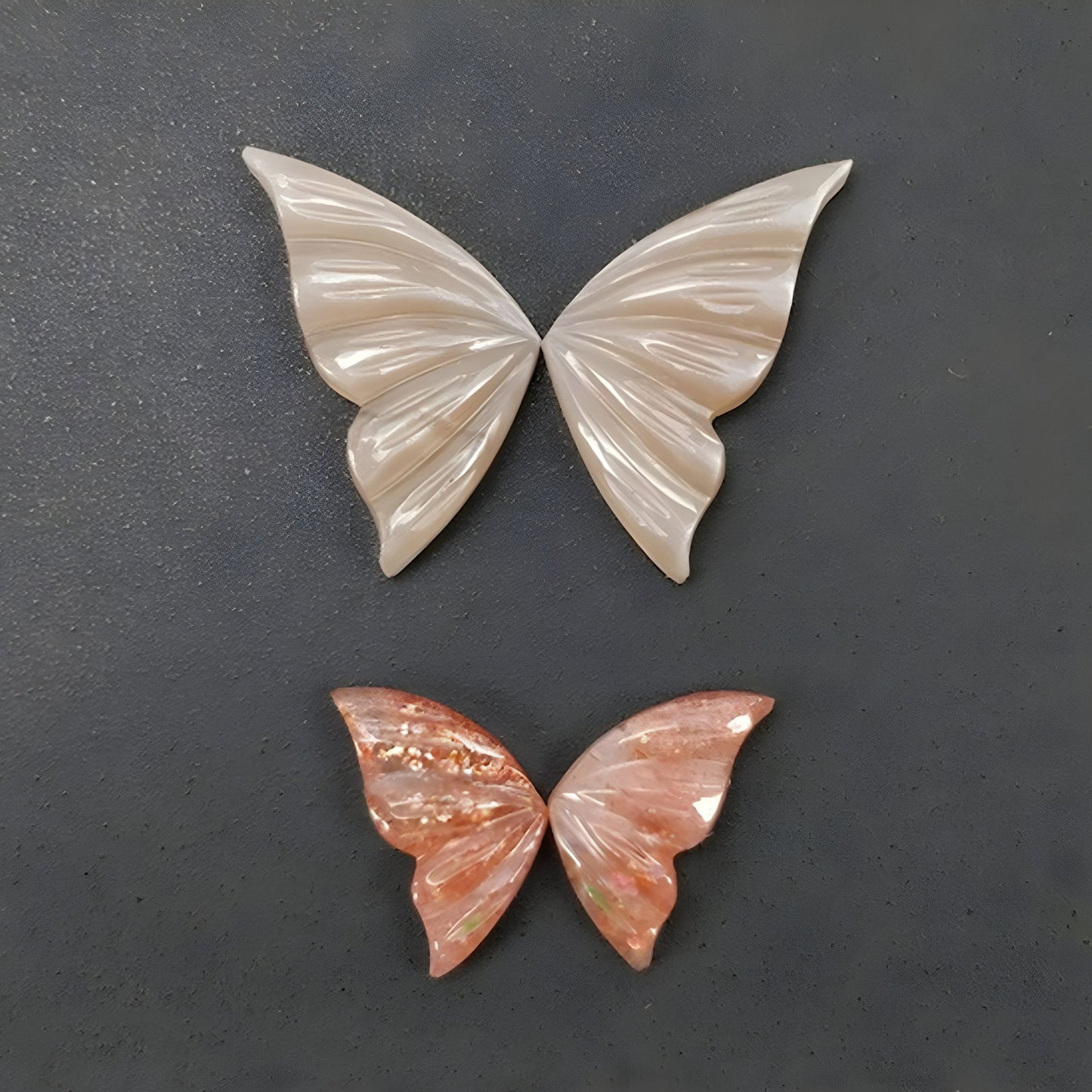 20.05cts Natural Untreated Moonstone, Sunstone Gemstone Carving Butterfly Shape 4pcs