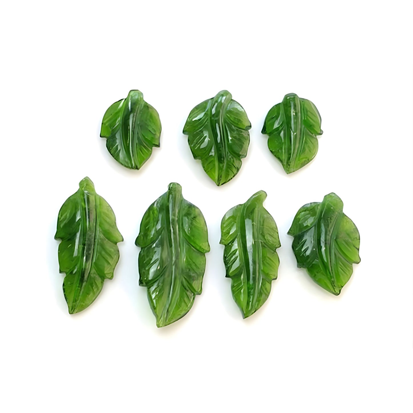 35.60cts Chrome Diopside Gemstone Natural Untreated Carving Leaves Shape 7pcs