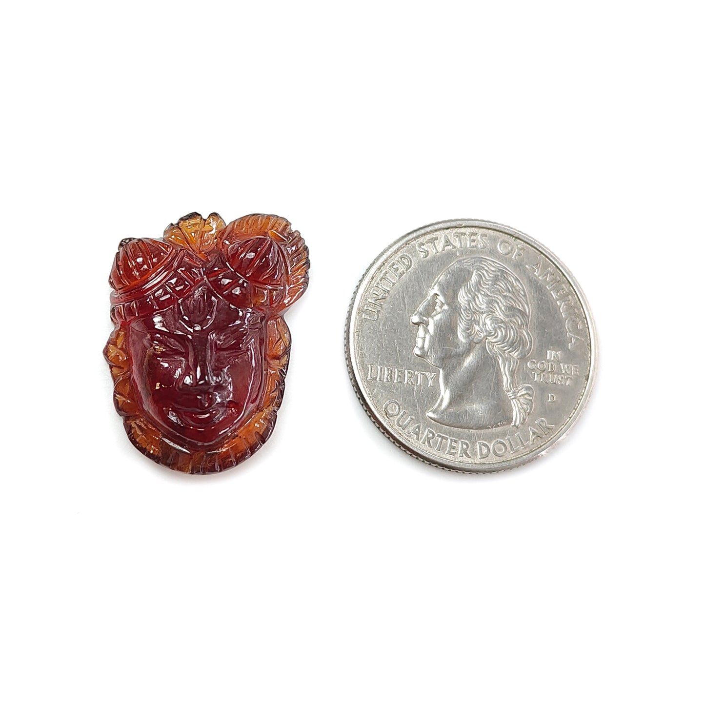 Cinnamon Hessonite Garnet Gemstone Carving: 27.20cts Natural Untreated Hessonite Hand Carved Lord Shrinathji Idol 25*21mm January Birthstone