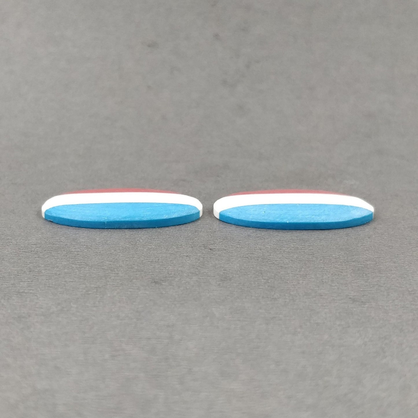 35.00cts Luxembourg National Flag Exclusive Synthetic Stone Oval Shape Pair