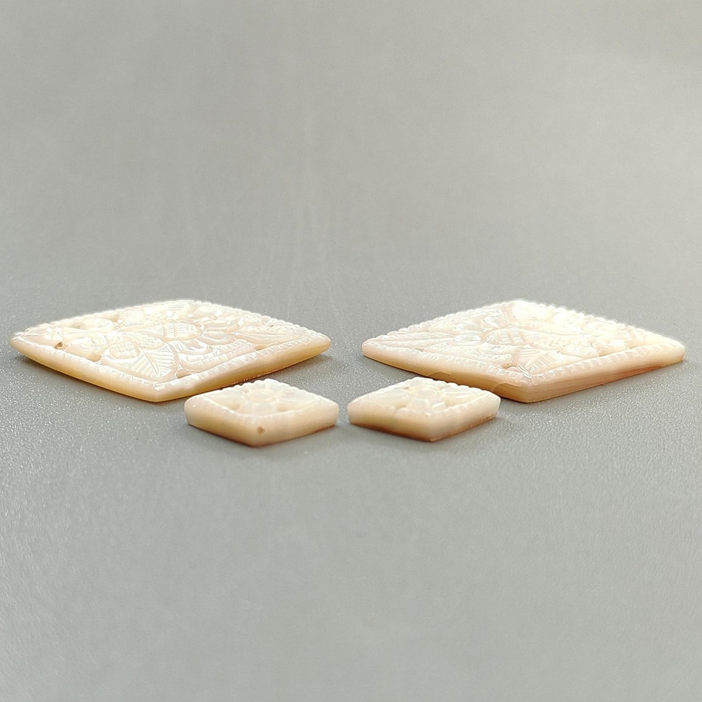 Mother of Pearl Gemstone Carving: 35.40cts Natural Untreated White Mop Hand Carved Marquise Shape 15*11mm - 34*26mm 4pcs Set for Jewelry