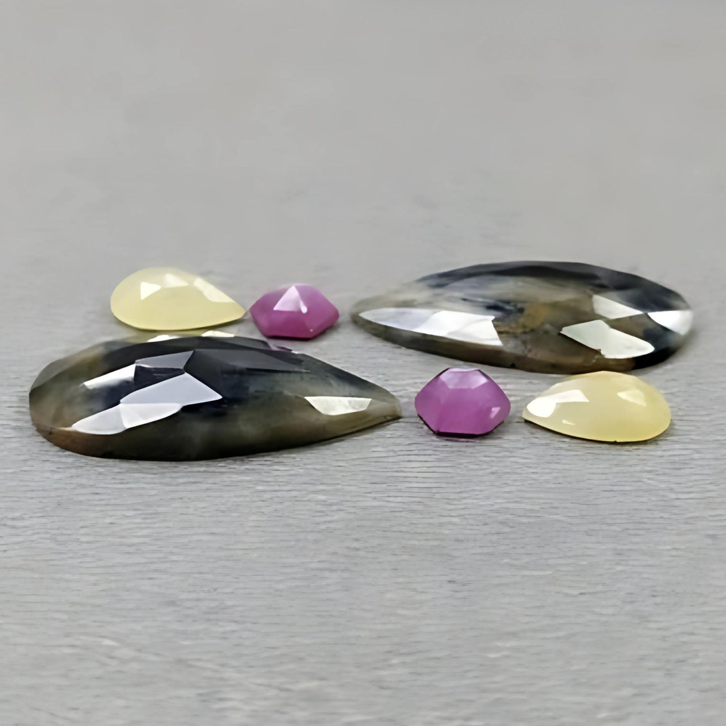 21.60cts Natural Untreated Multi Sapphire Gemstone Pear Shape Rose Cut Slices 6pcs