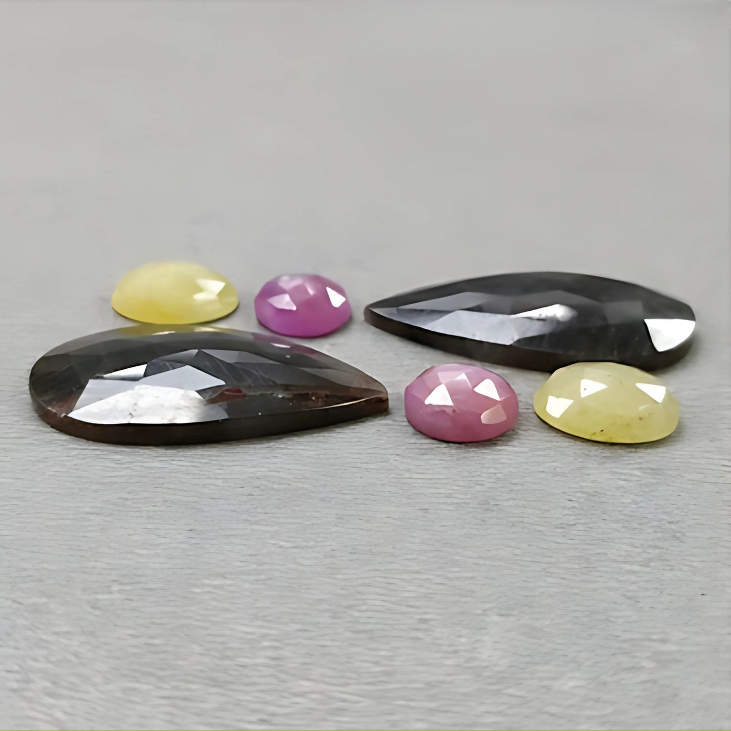 35.70cts Natural Untreated Multi Sapphire Gemstone Pear Shape Rose Cut Slices 6pcs