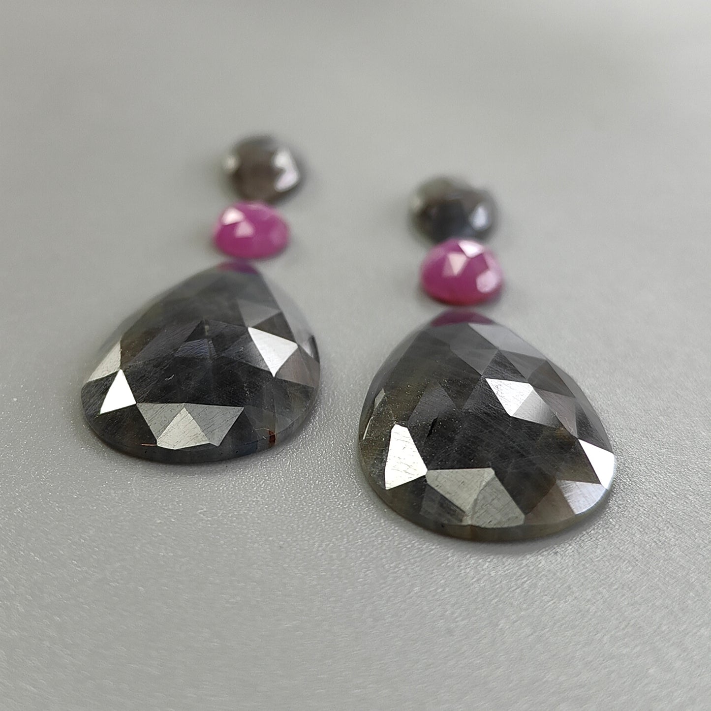 57.85cts Natural Multi Sapphire Gemstone Rose Cut Slices Pear, Hexagon Shape 6pcs