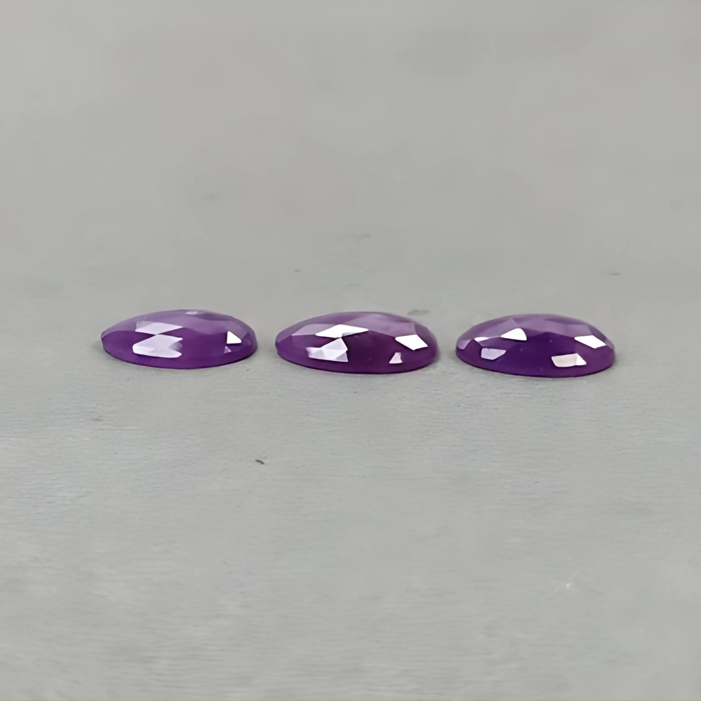 22.15cts Natural Untreated Purple Sapphire Gemstone Fancy Shape Rose Cut Slices 3pcs