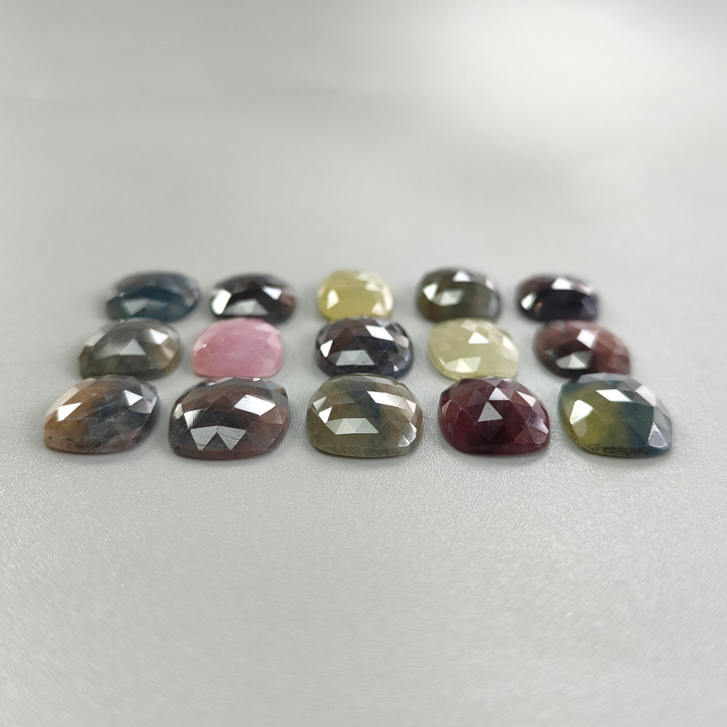 108.70cts Multi Sapphire Natural Untreated Gemstone Rose Cut Slices Cushion Shape