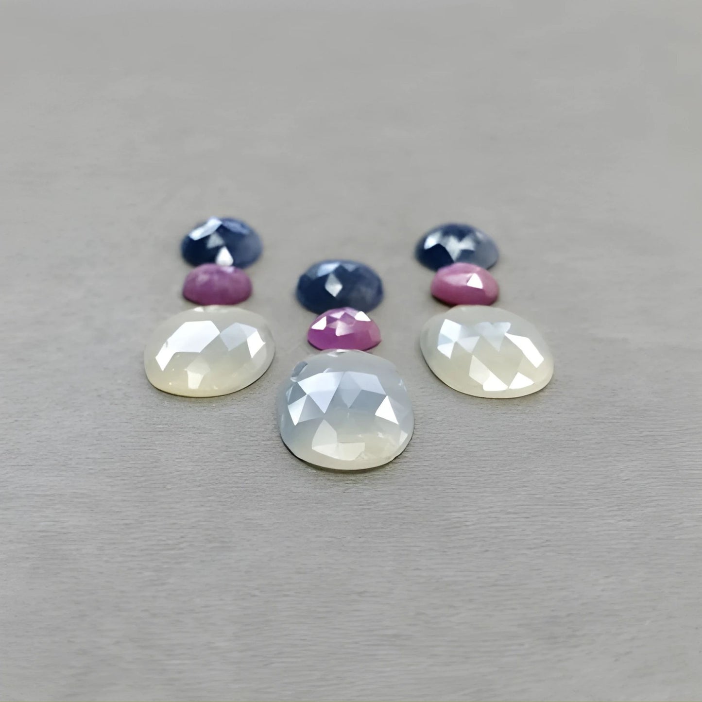 54.80cts Natural Untreated Multi Sapphire Gemstone Oval Shape Rose Cut Slices 8mm - 25*12mm 9pcs