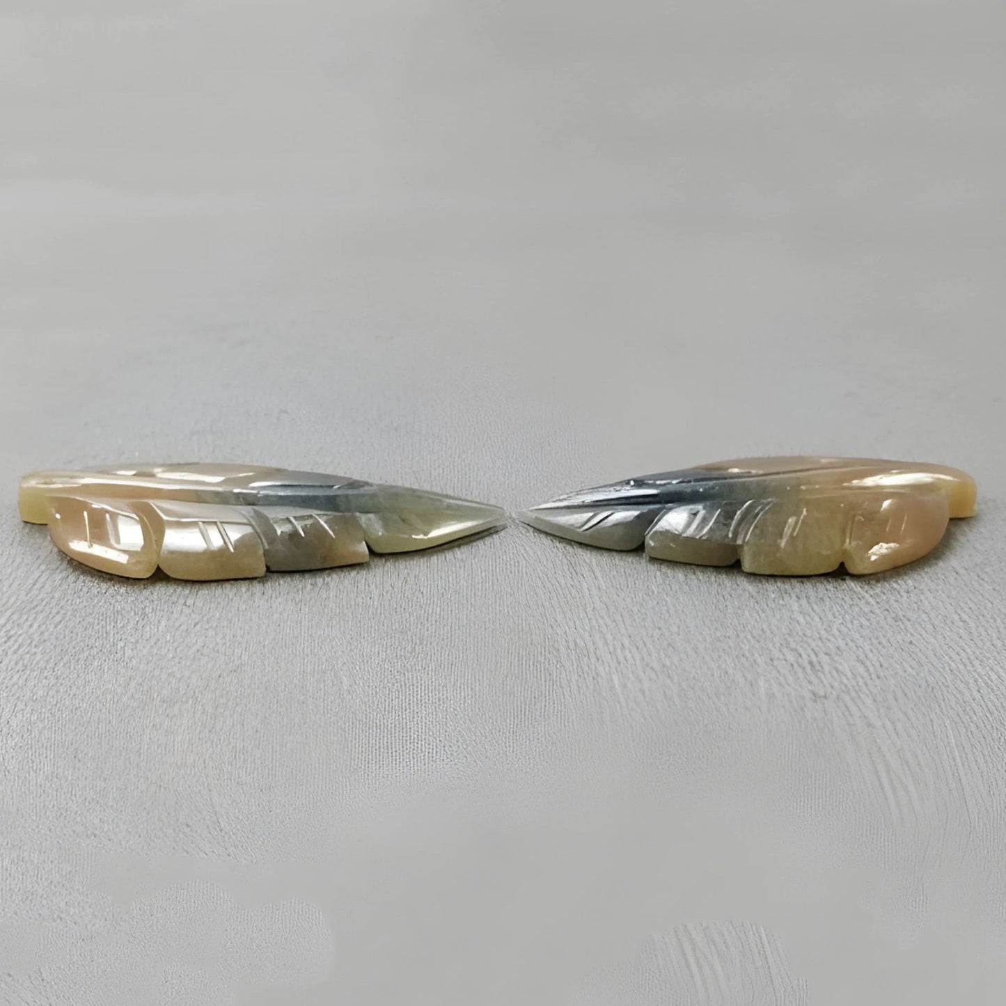 30.00cts Multi Sapphire Gemstone Carving Natural Untreated Indian Leaf Shape Pair