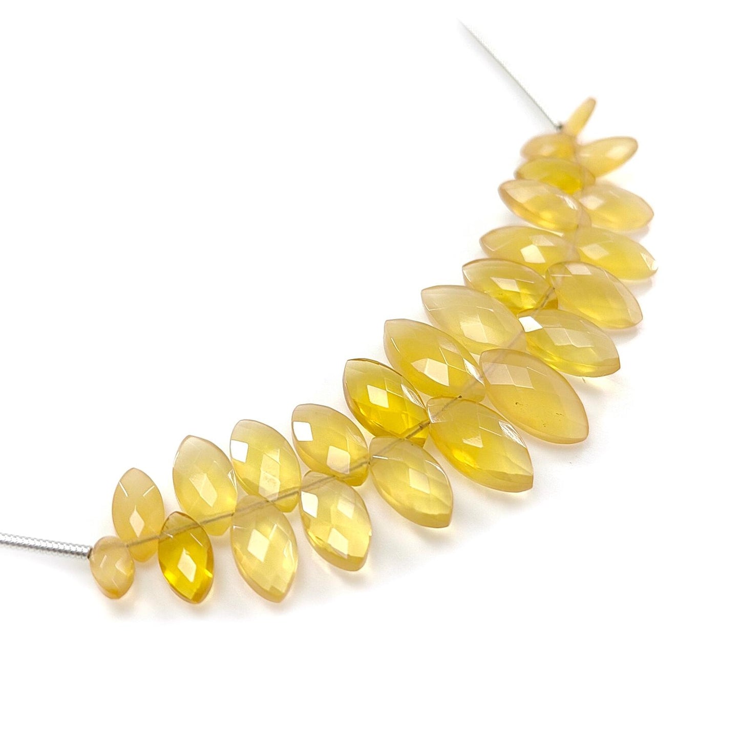 Yellow Opal Faceted Loose Beads: 19.00cts Natural Untreated Opal Gemstone Marquise Shape Both Side Cut Beads 6mm - 12mm 3" Strand