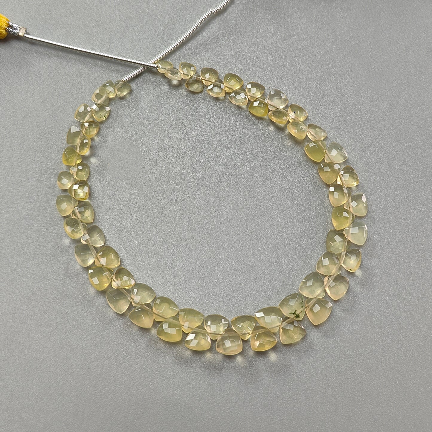 Yellow Opal Faceted Loose Beads: 21.00cts Natural Untreated Opal Gemstone Triangle Shape Both Side Cut Beads 4mm - 6mm 7.5" Strand