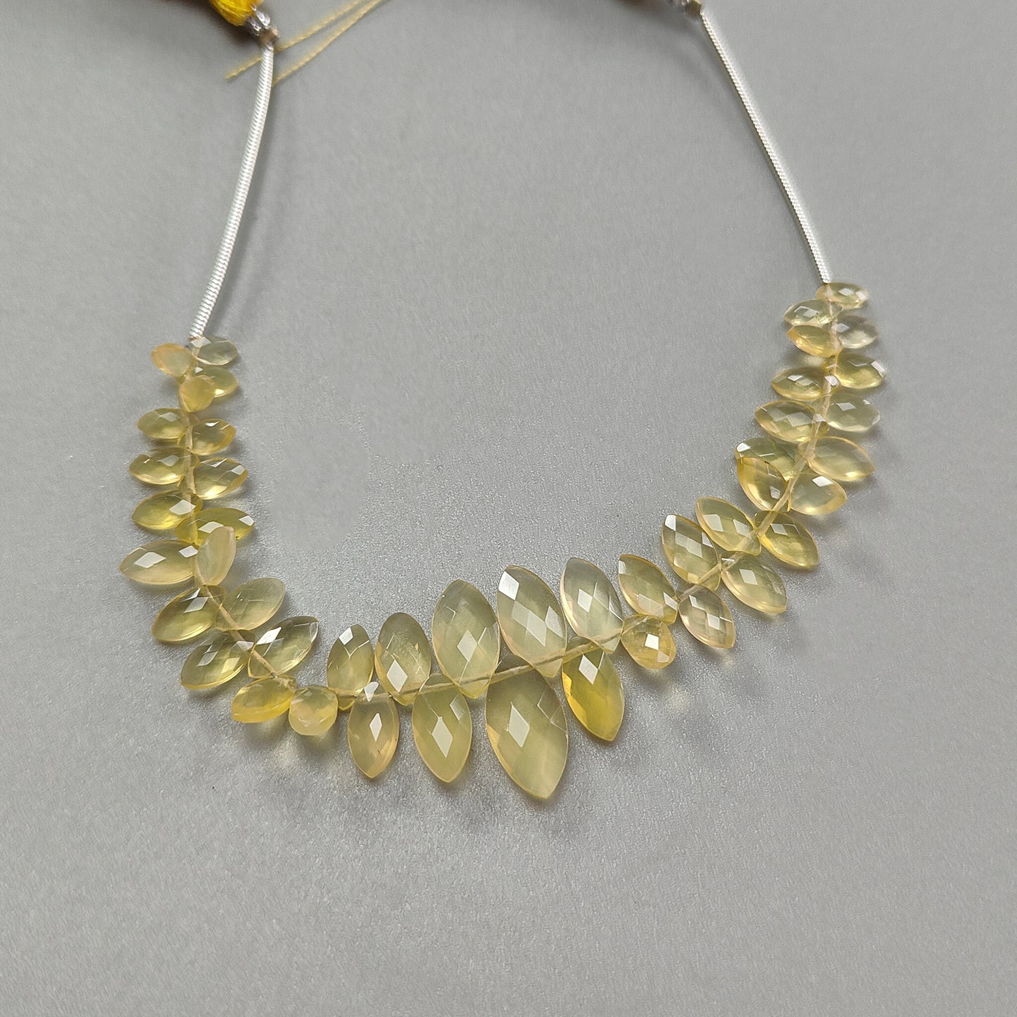 Yellow Opal Faceted Loose Beads: 23.00cts Natural Untreated Opal Gemstone Marquise Shape Both Side Cut Beads 5*2.5mm - 13*7mm 4.50" Strand