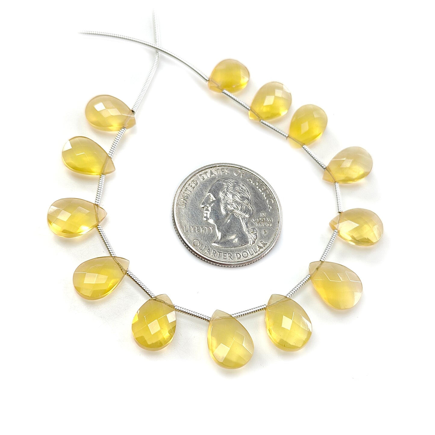 Yellow Opal Faceted Loose Beads: 31.90cts Natural Untreated Opal Gemstone Pear Shape Checker Cut Briolette Beads 11*8mm - 12*9mm