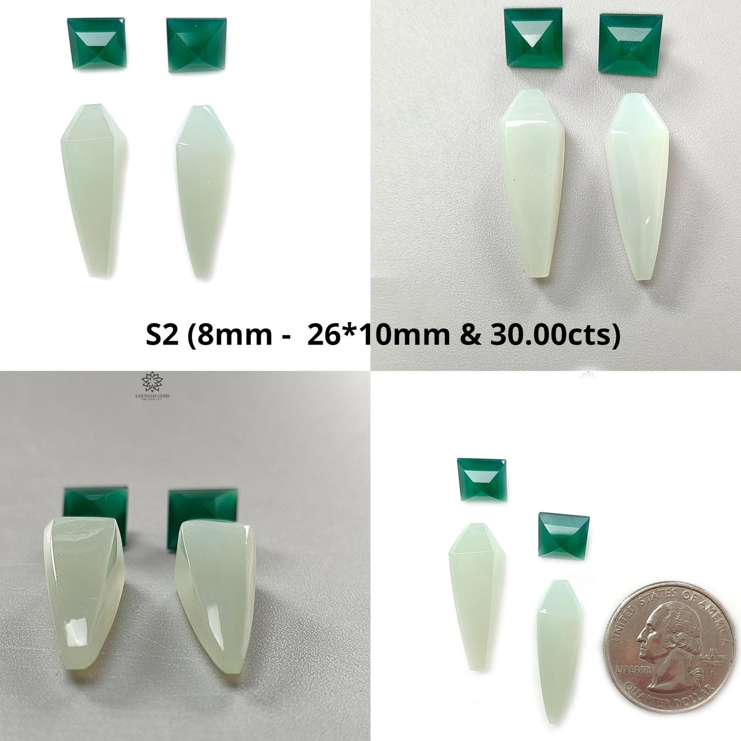 Multi Color Onyx Gemstone Faceted Cut: Natural Onyx Fancy Shape Step Cut 4pcs Set for Jewelry