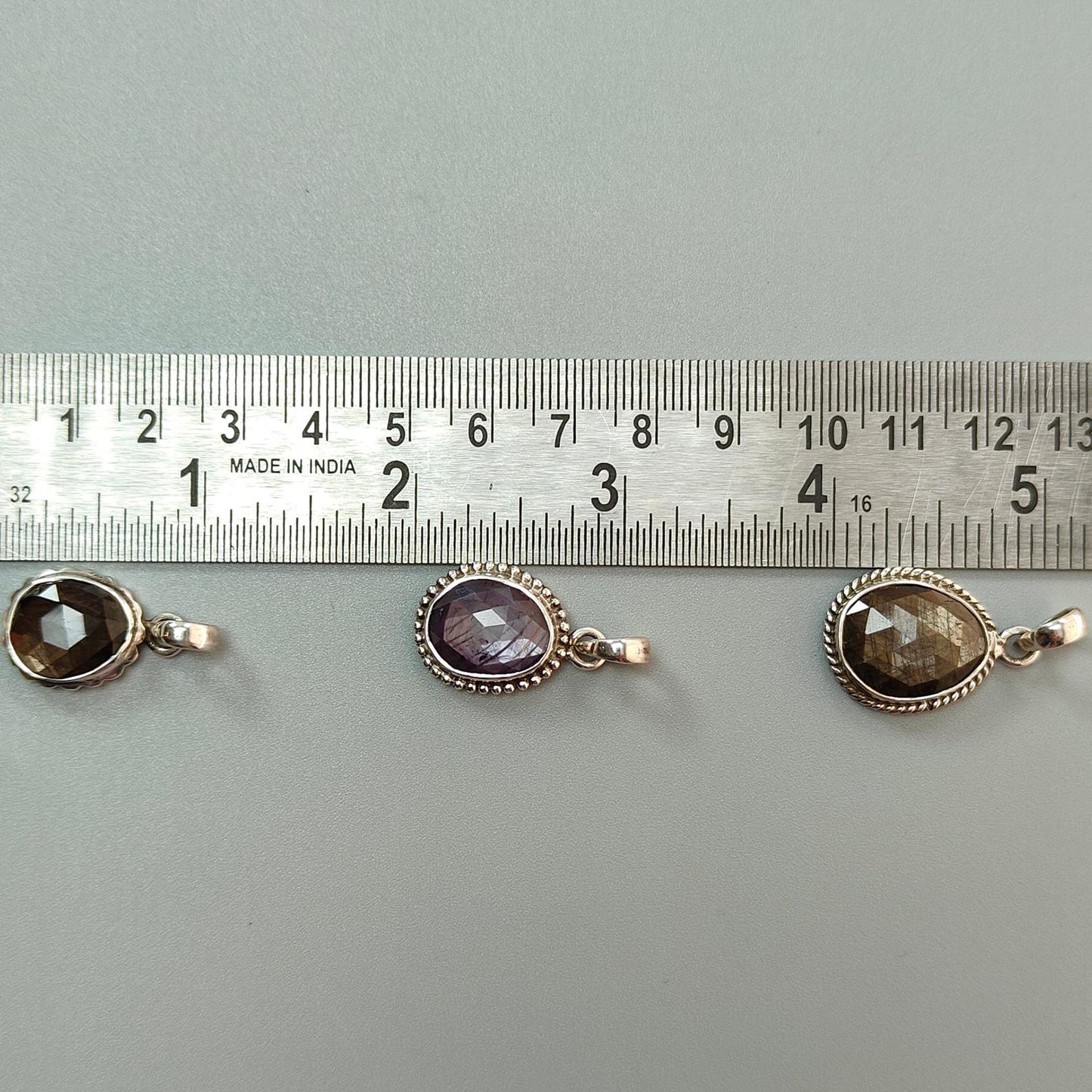 Golden, Pink Sapphire Faceted Silver Pendant: Natural Untreated Sheen Sapphire Fancy Rose Cut 925 Sterling Silver Bezel Set Pendant