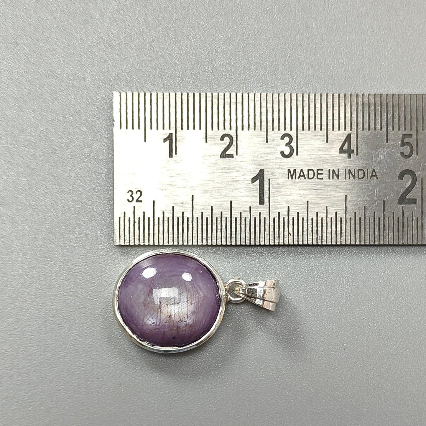 Star Ruby Silver Pendant: 5.47gms Natural Untreated Star Ruby Oval Shape Cabochon 925 Sterling Silver Bezel Set Pendant 1.20"