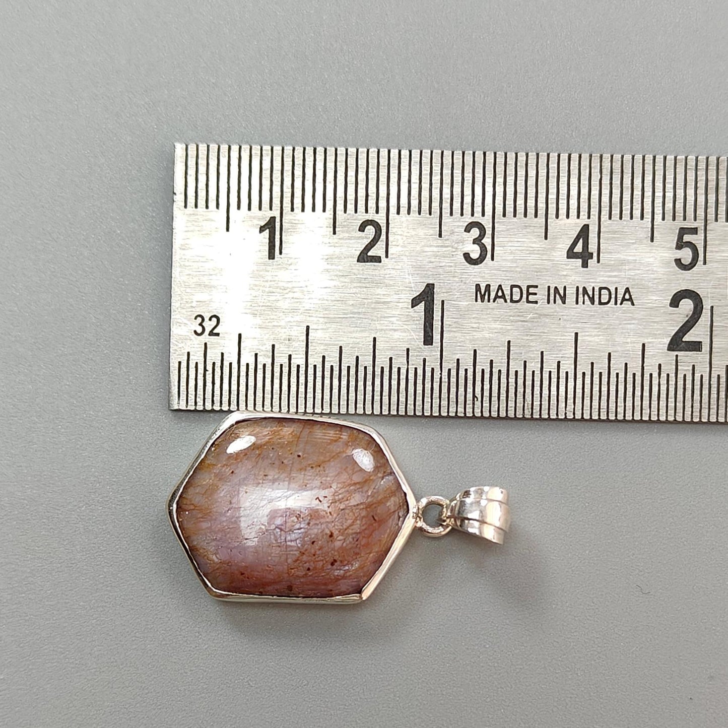 Star Ruby Silver Pendant: 5.44gms Natural Untreated Star Ruby Hexagon Shape Cabochon 925 Sterling Silver Bezel Set Pendant 1.30"