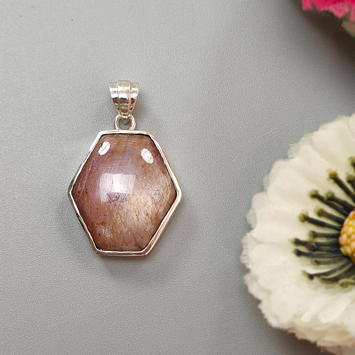 5.48gms Natural Star Ruby Plain Gemstone 925 Sterling Silver Bezel Set Pendant 1.30"