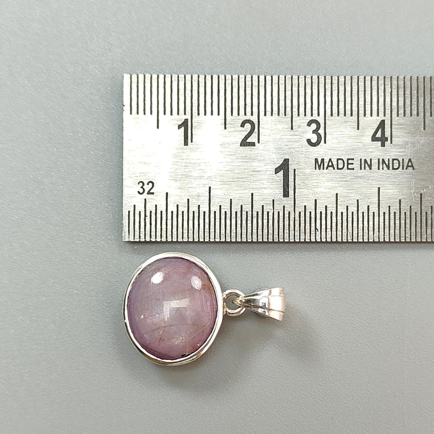 Star Ruby Silver Pendant: 3.74gms Natural Untreated Both Side Star Ruby Oval Shape Plain Briolette 925 Sterling Silver Bezel Set Pendant 1"